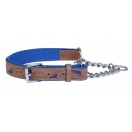 Ace Handcrafted ~ Adjustable PADDED Half check Genuine Leather Dog Collar (Blue Lining)